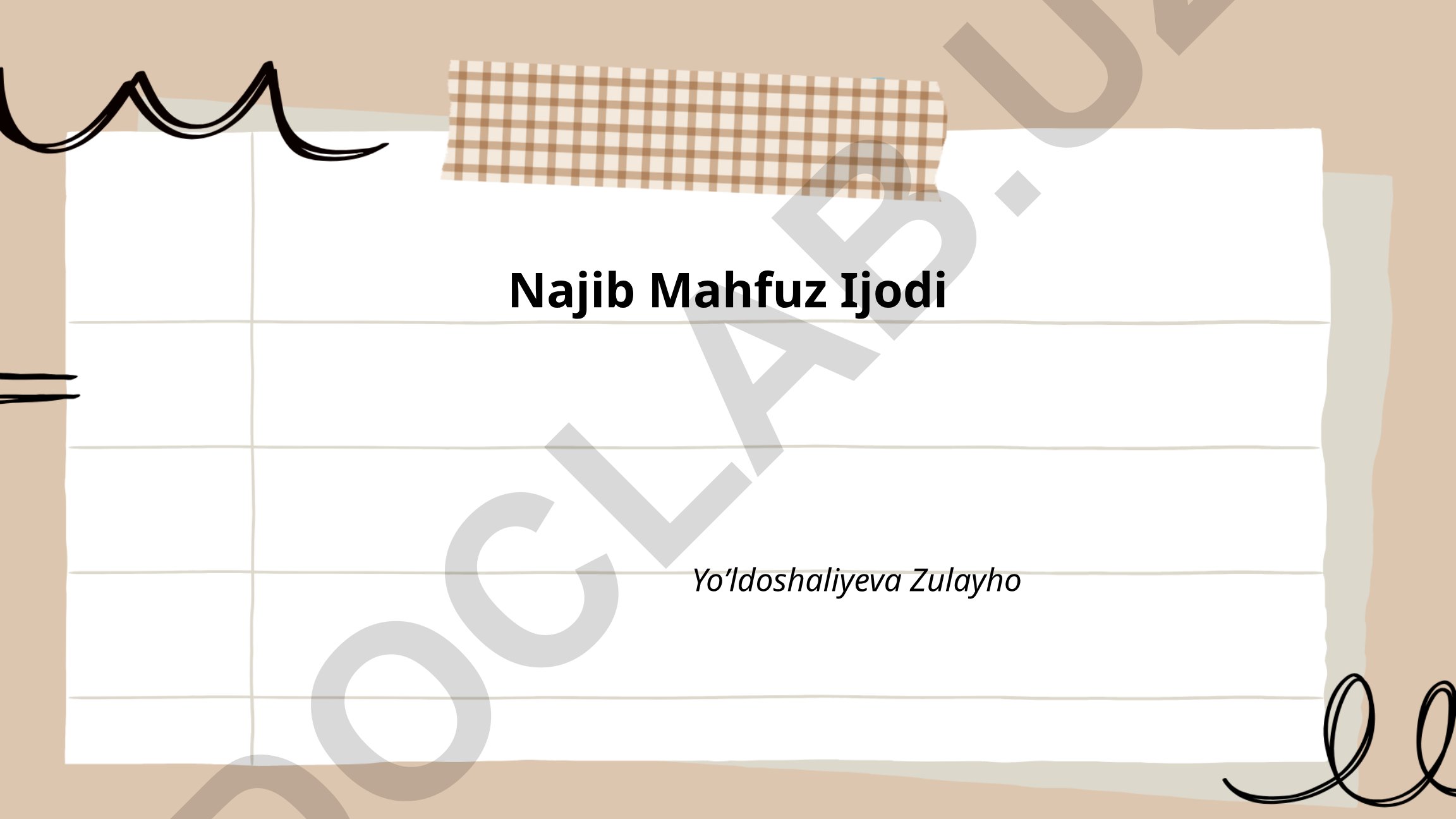 Najib Mahfuz hayoti va ijodi
