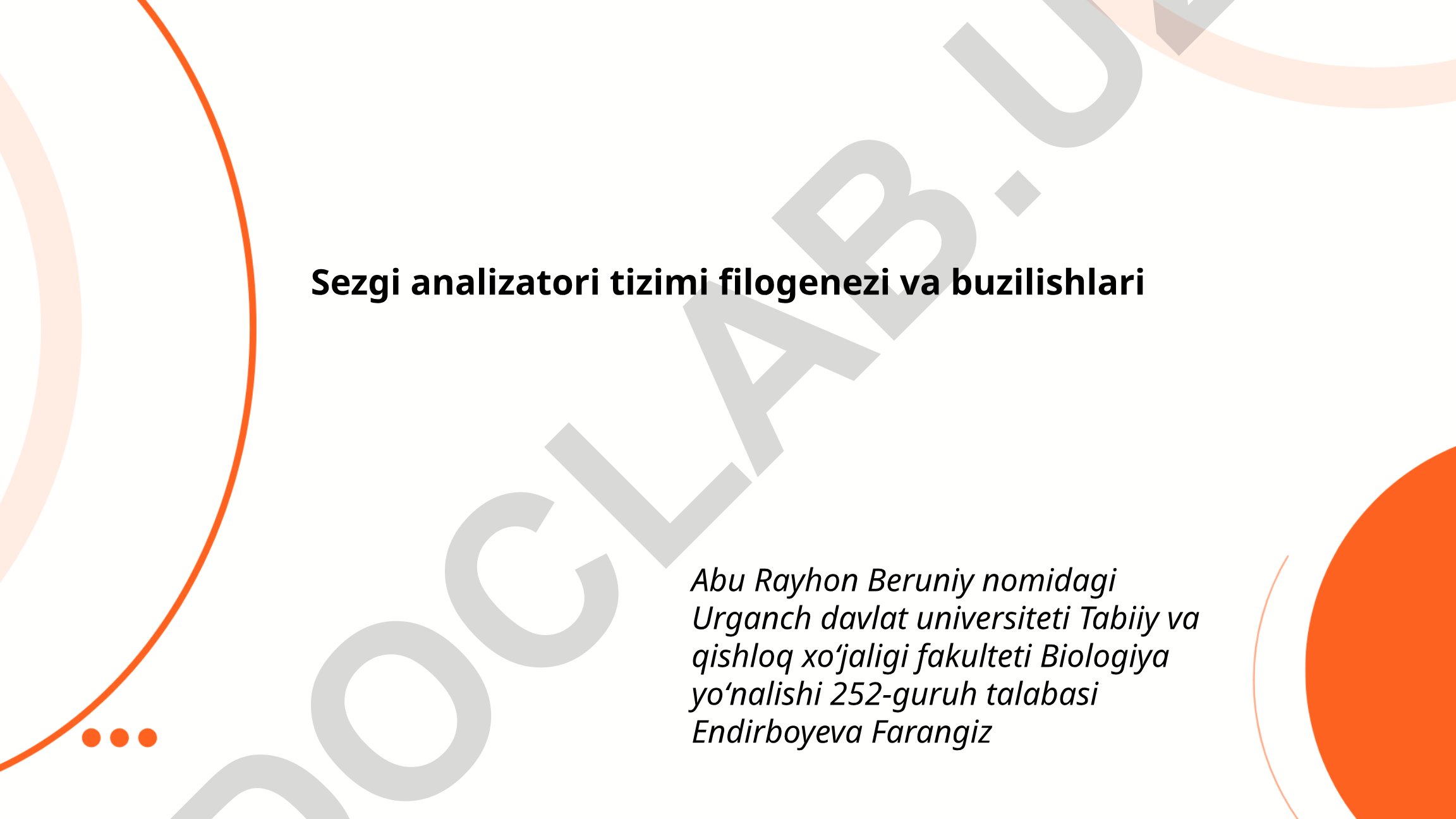 Sezgi analizatori tizimi filogenezi va buzilishlari