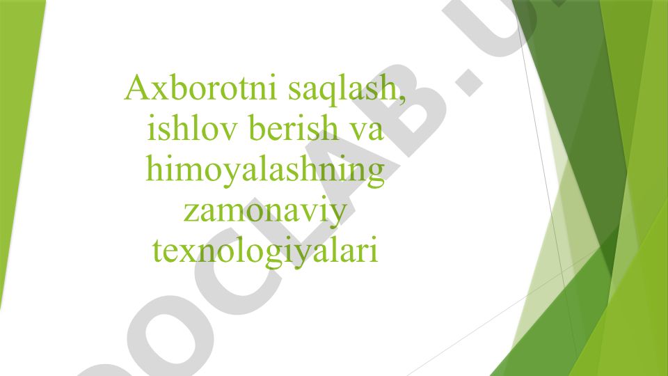 Axborot texnologiyalari va jamiyatni axborotlashtirish
