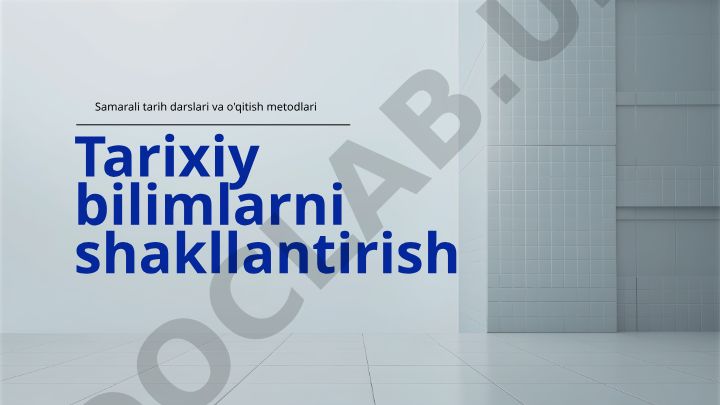 Tarixiy bilimlarni shakllantirish va samarali tarih darslari