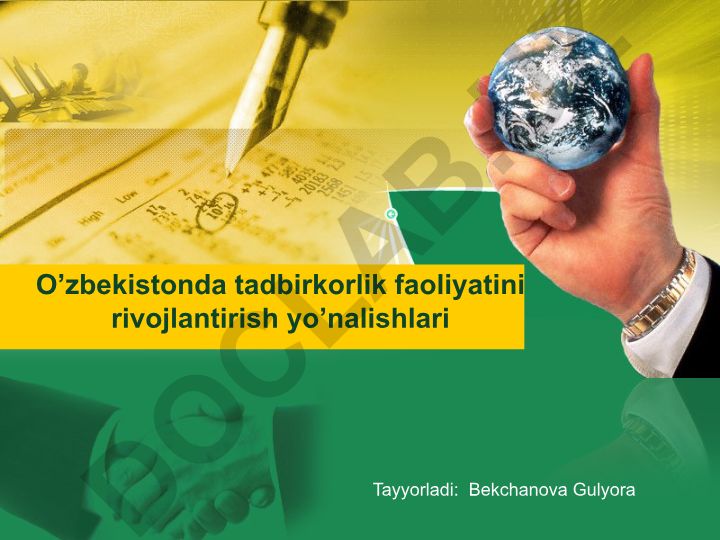 O'zbekistonda tadbirkorlik faoliyatini rivojlantirish yo'nalishlari