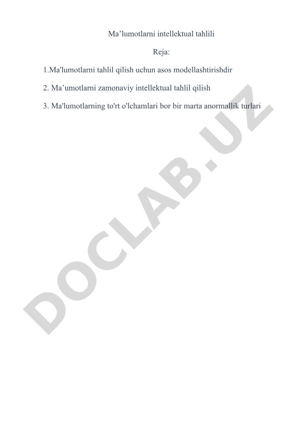 Ma'lumotlarni intellektual tahlili