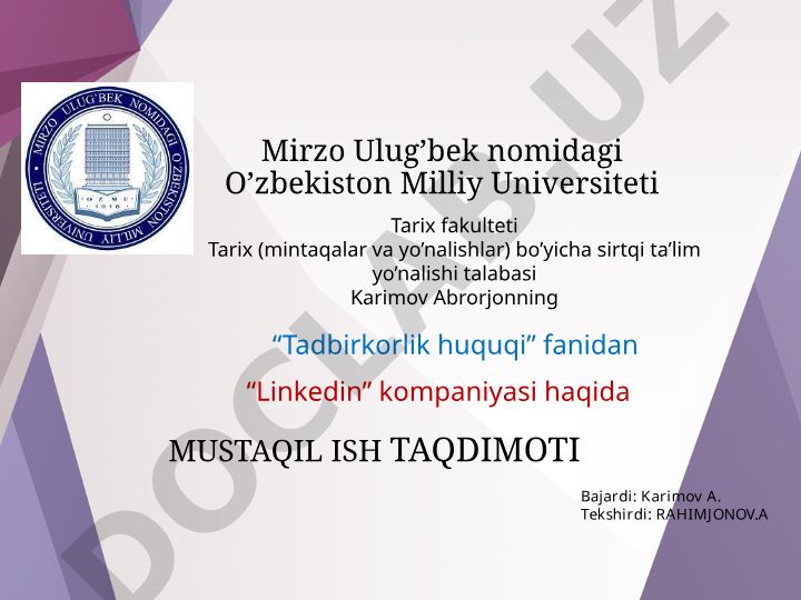 LinkedIn kompaniyasi haqida mustaqil ish
