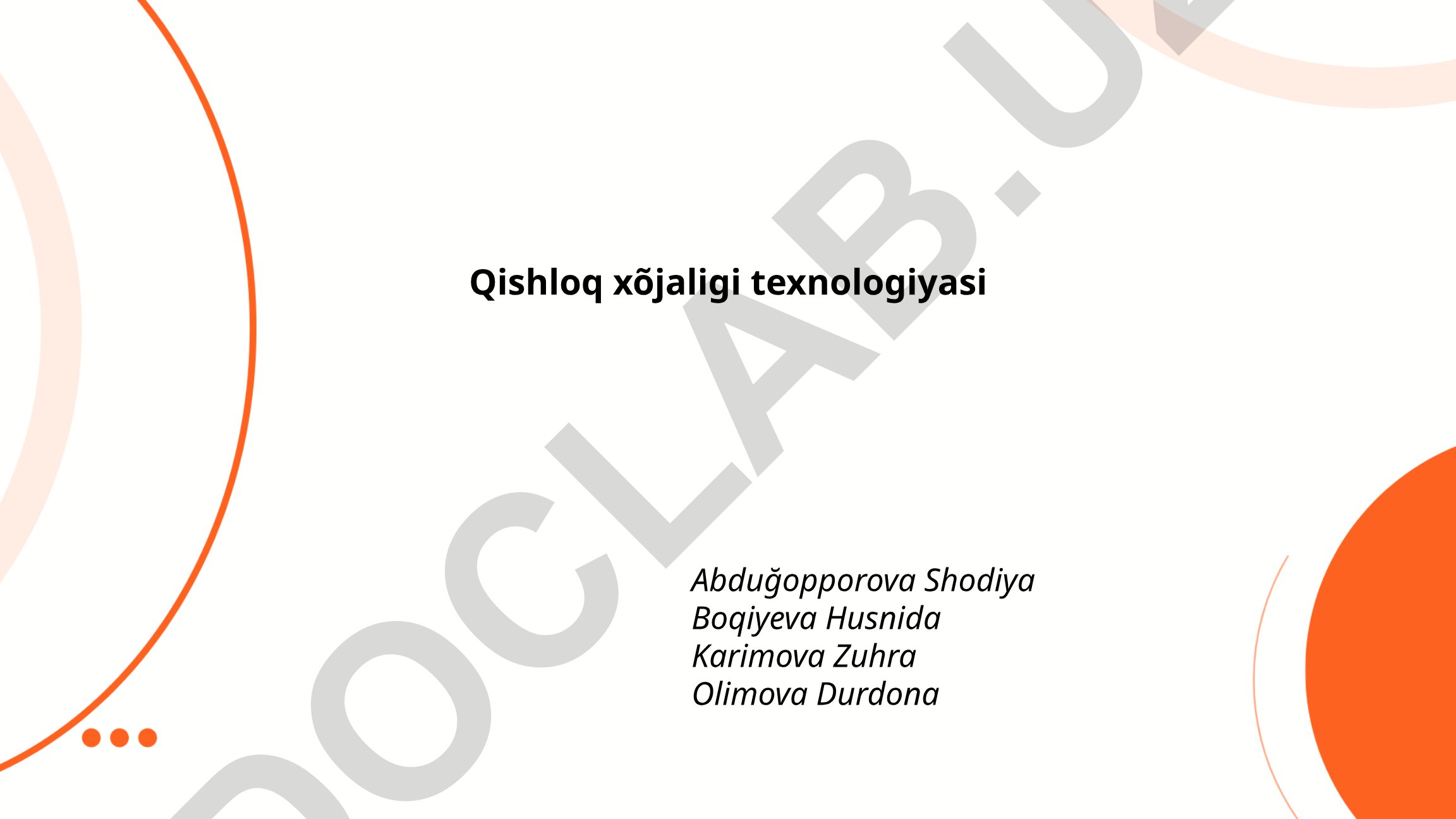 Qishloq xo'jaligi texnologiyalari: aniq qishloq xo'jaligi, sug'orish va issiqxona texnologiyalari