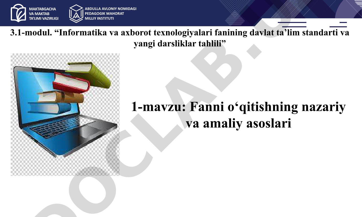 Informatika va axborot texnologiyalari fanini o‘qitishning nazariy va amaliy asoslari
