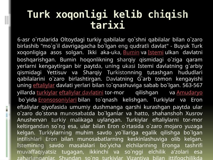 Buyuk Turk xoqonligining kelib chiqishi va rivojlanishi