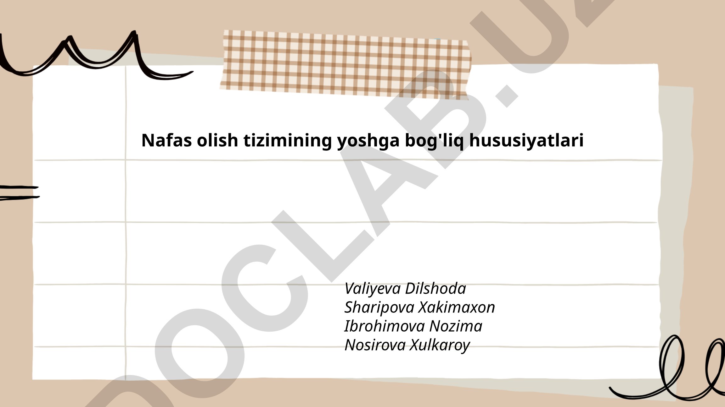 Nafas olish tizimining yoshga bog'liq hususiyatlari