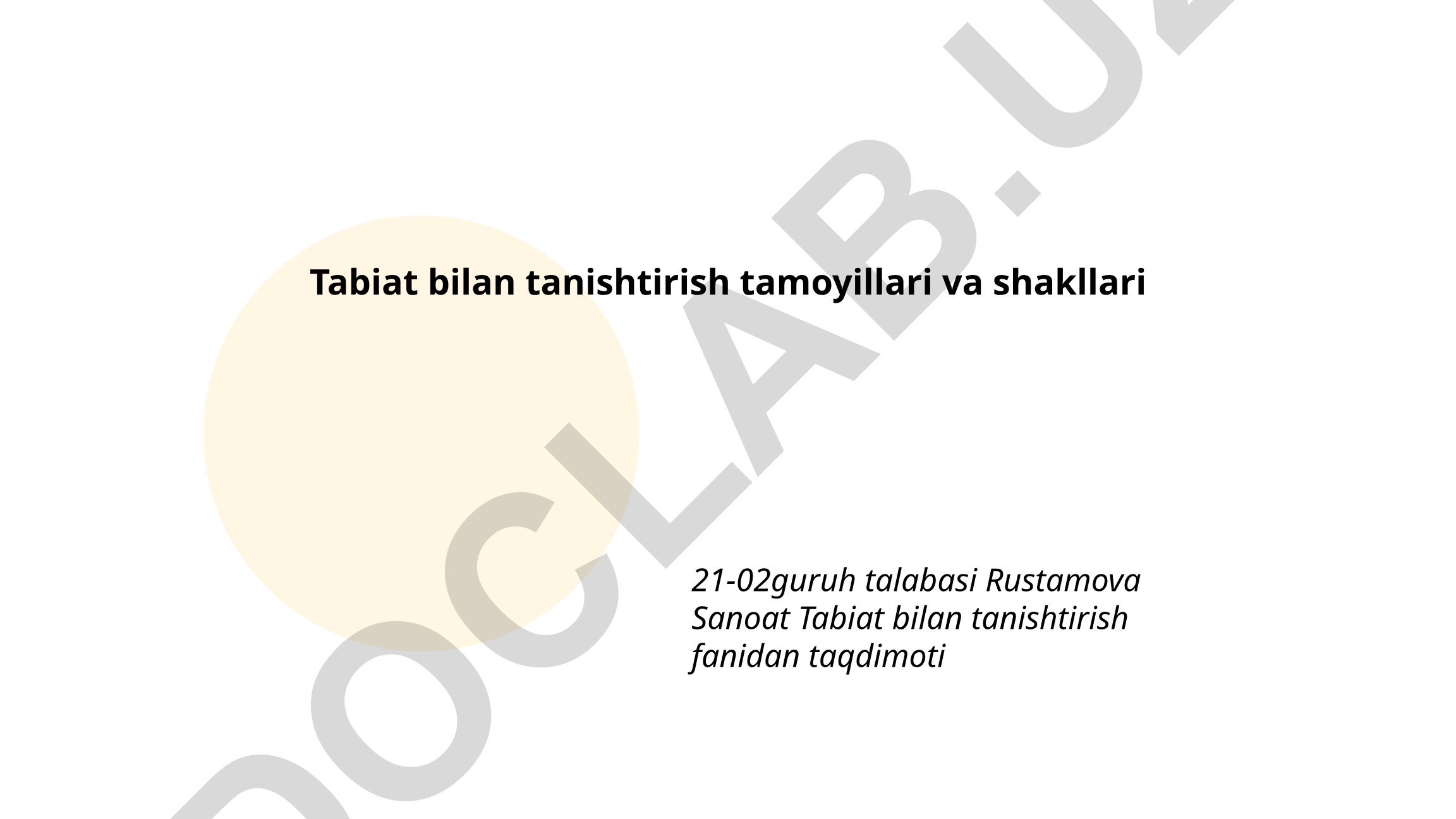 Tabiat bilan tanishtirish tamoyillari va shakllari