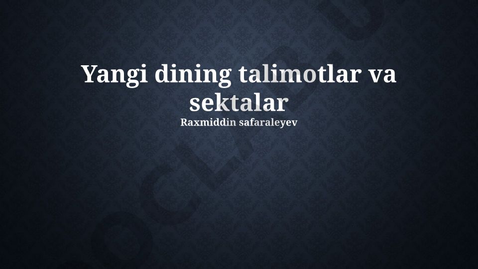 Yangi ovqatlanish tendentsiyalari va sektalar