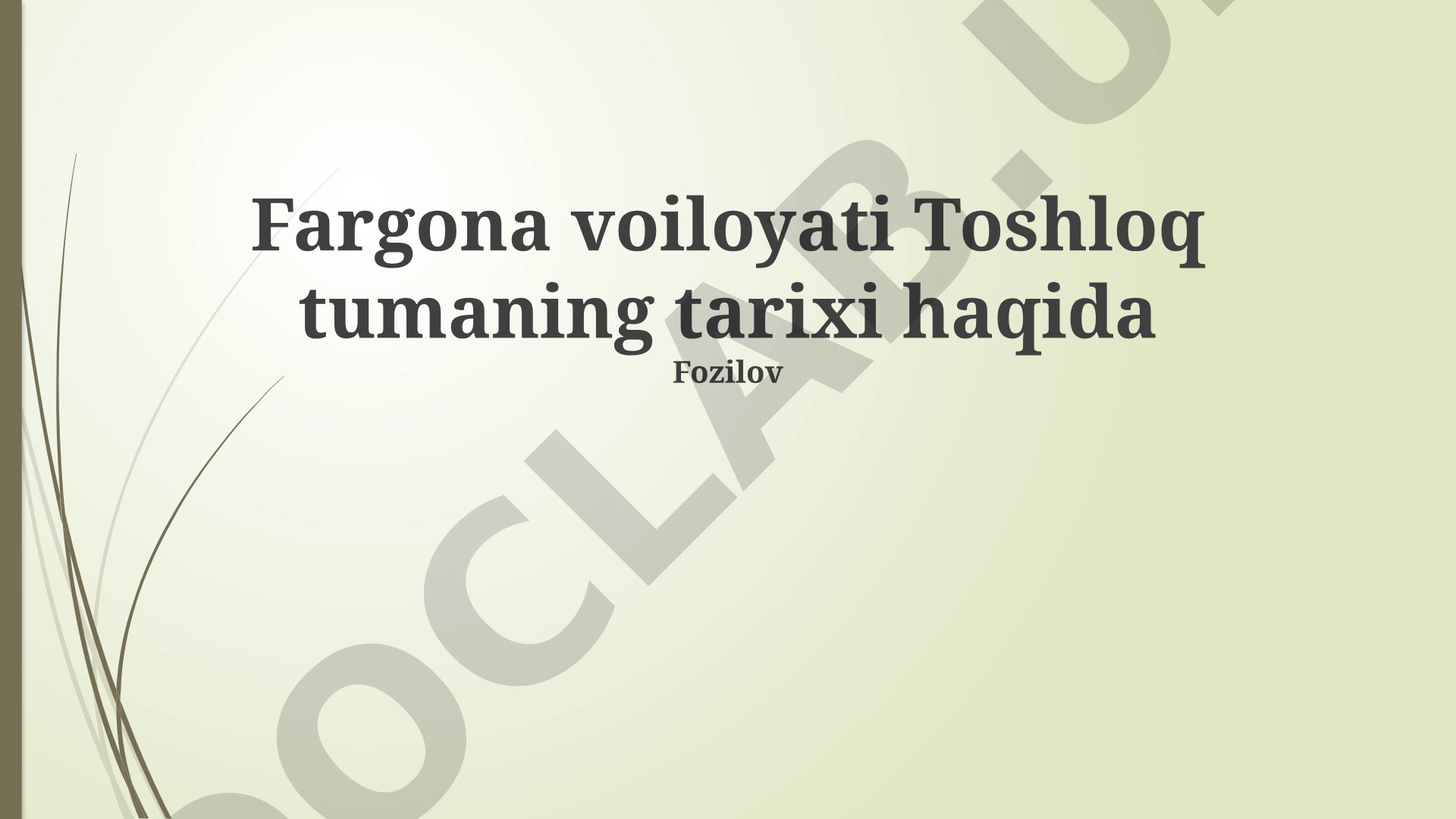 Toshloq tumanining tarixi va geografik joylashuvi
