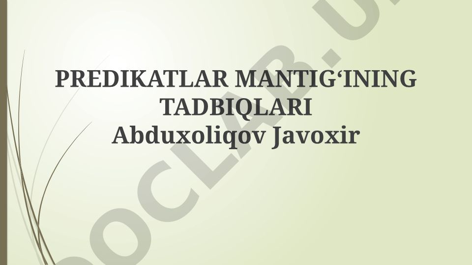 Predikatlar mantigʻining tadbiqlari