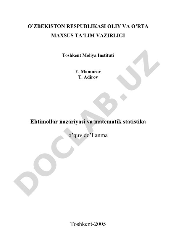 Ehtimollar nazariyasi va matematik statistika