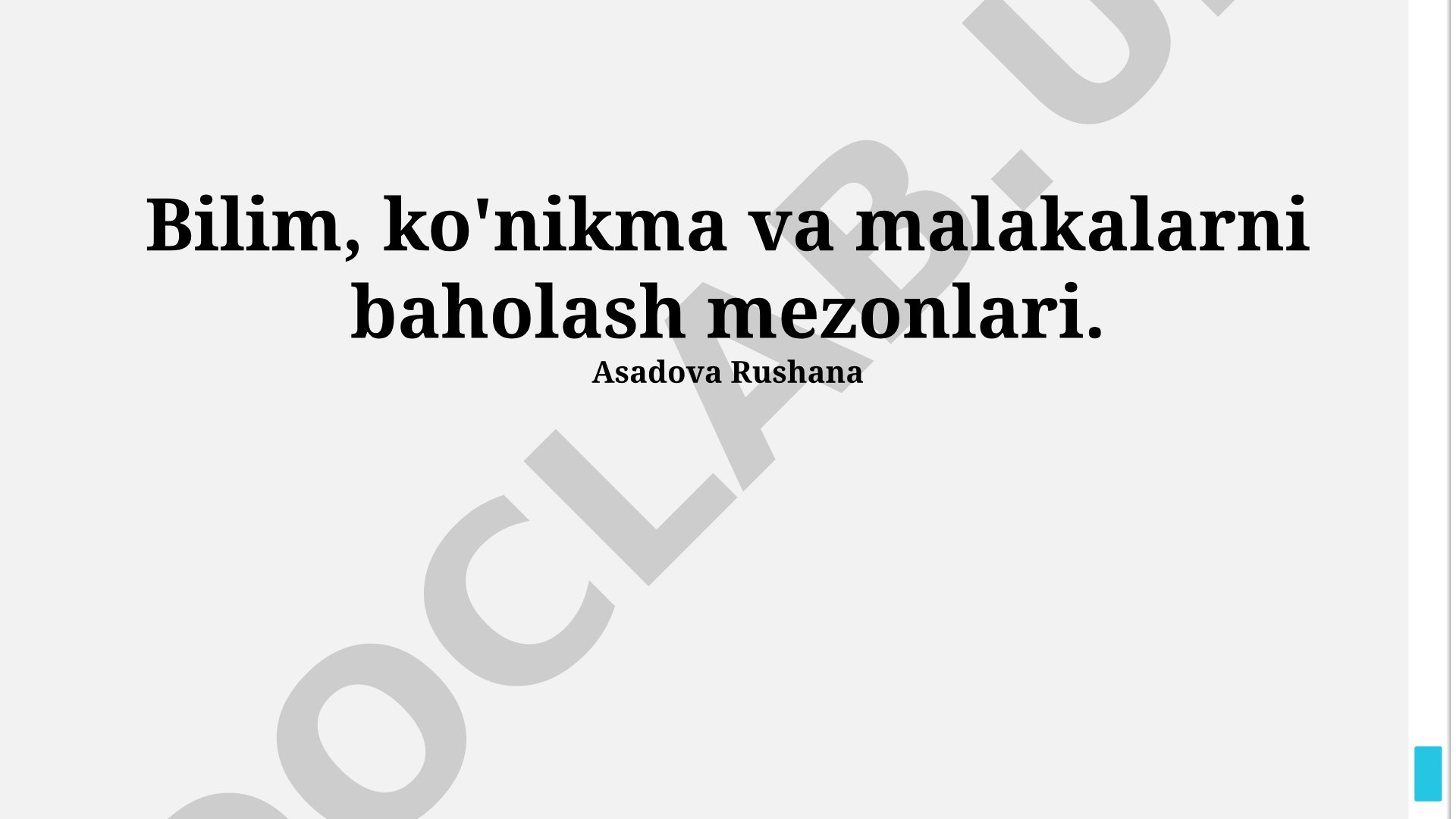 Bilim, ko'nikma va malakalarni baholash mezonlari