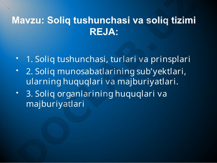 Soliq tushunchasi va soliq tizimi