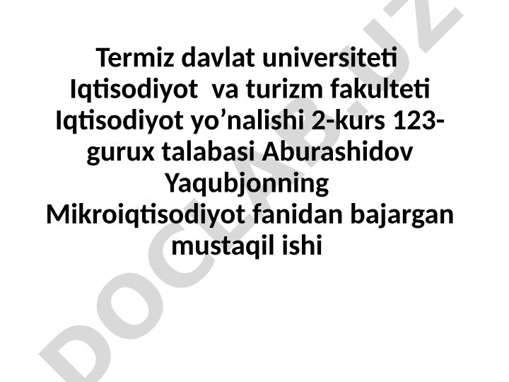Talab va taklif nazariyasi. Bozor muvozanati