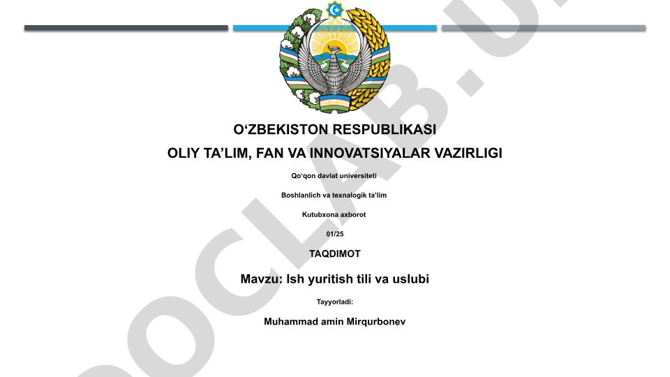 Ish yuritish tili va uslubi