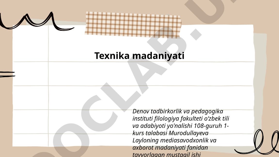 Texnika madaniyati va xavfsizligi