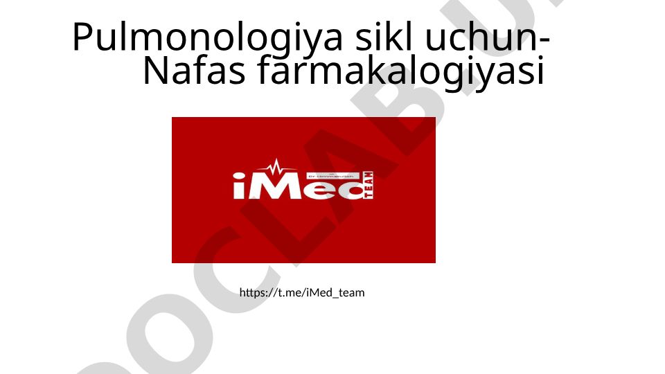 Nafas farmakologiyasi va yo'talga qarshi moddalar