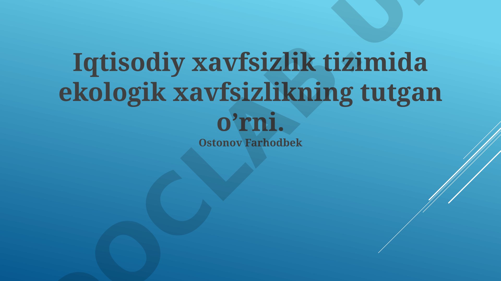 Iqtisodiy xavfsizlik tizimida ekologik xavfsizlikning tutgan o’rni