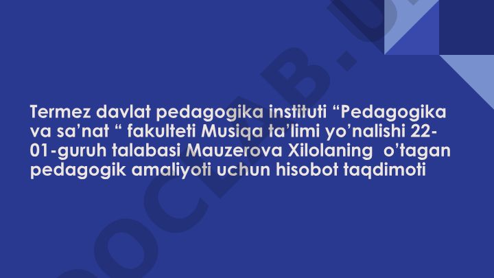 Pedagogik amaliyot hisoboti