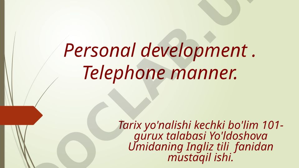 Personal development and telephone manner skills