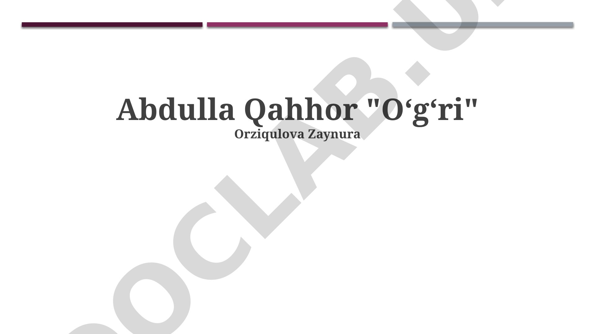 Abdulla Qahhorning 'O'g'ri' hikoyasi mazmuni va tahlili