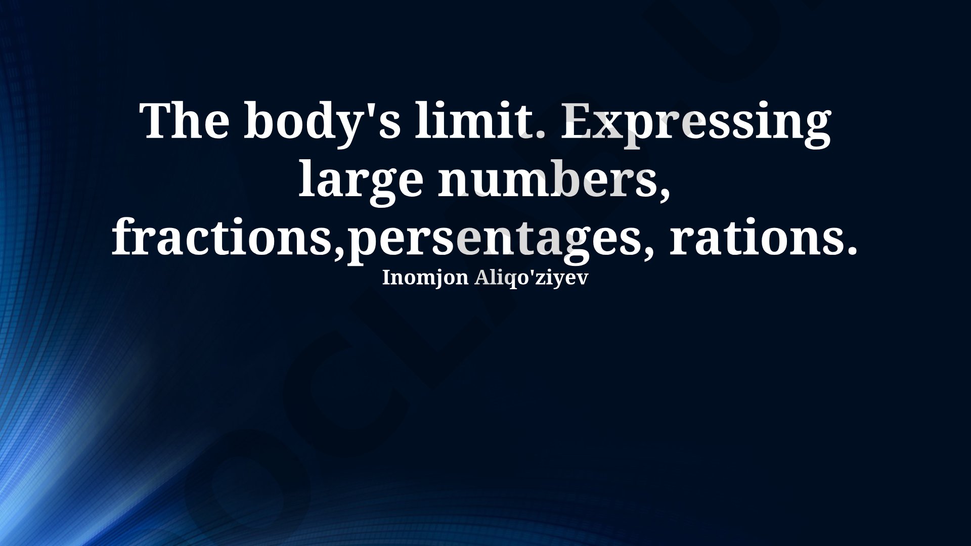 Physiological Limits and Numerical Representation: Fractions, Percentages, Ratios