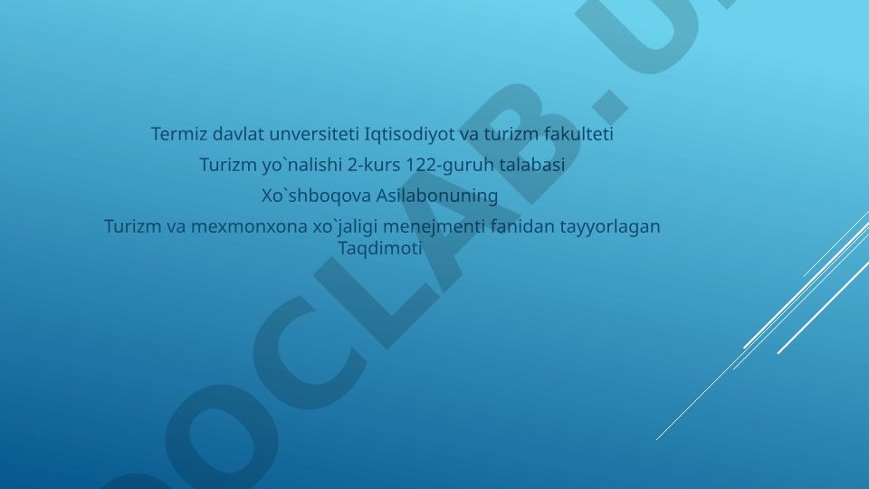 Yevropa va AQShda turizmni rivojlantirish bo'yicha amalga oshirilgan islohotlar va imtiyozlar