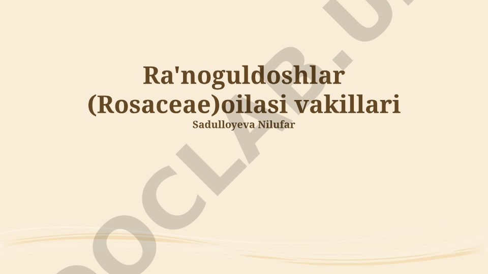 Ra'noguldoshlar (Rosaceae) oilasi vakillari va ularning iqtisodiy ahamiyati