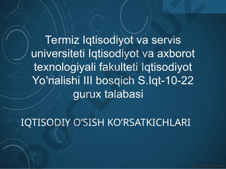 Iqtisodiy o'sish ko'rsatkichlari va turlari