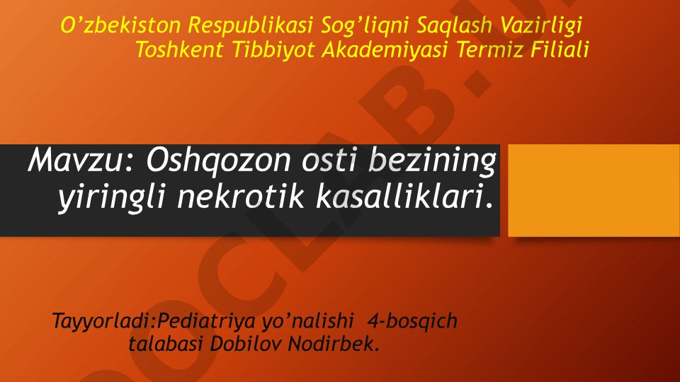 Oshqozon osti bezining yiringli nekrotik kasalliklari