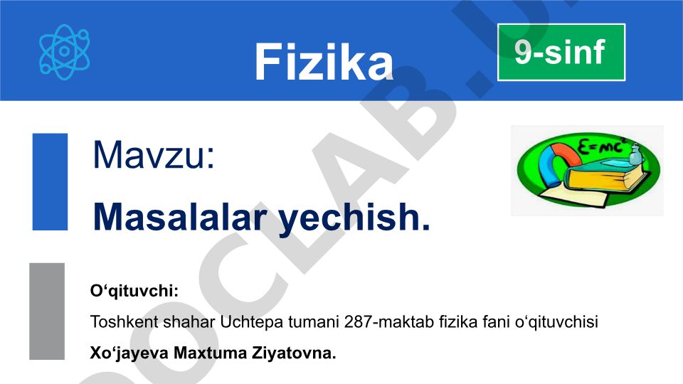 Masalalar yechish. Qattiq jismlarning mexanik xossalari