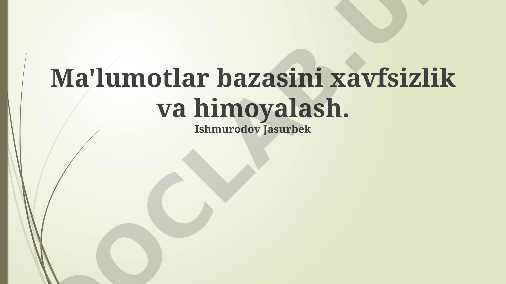 Ma'lumotlar bazasini xavfsizlik va himoyalash