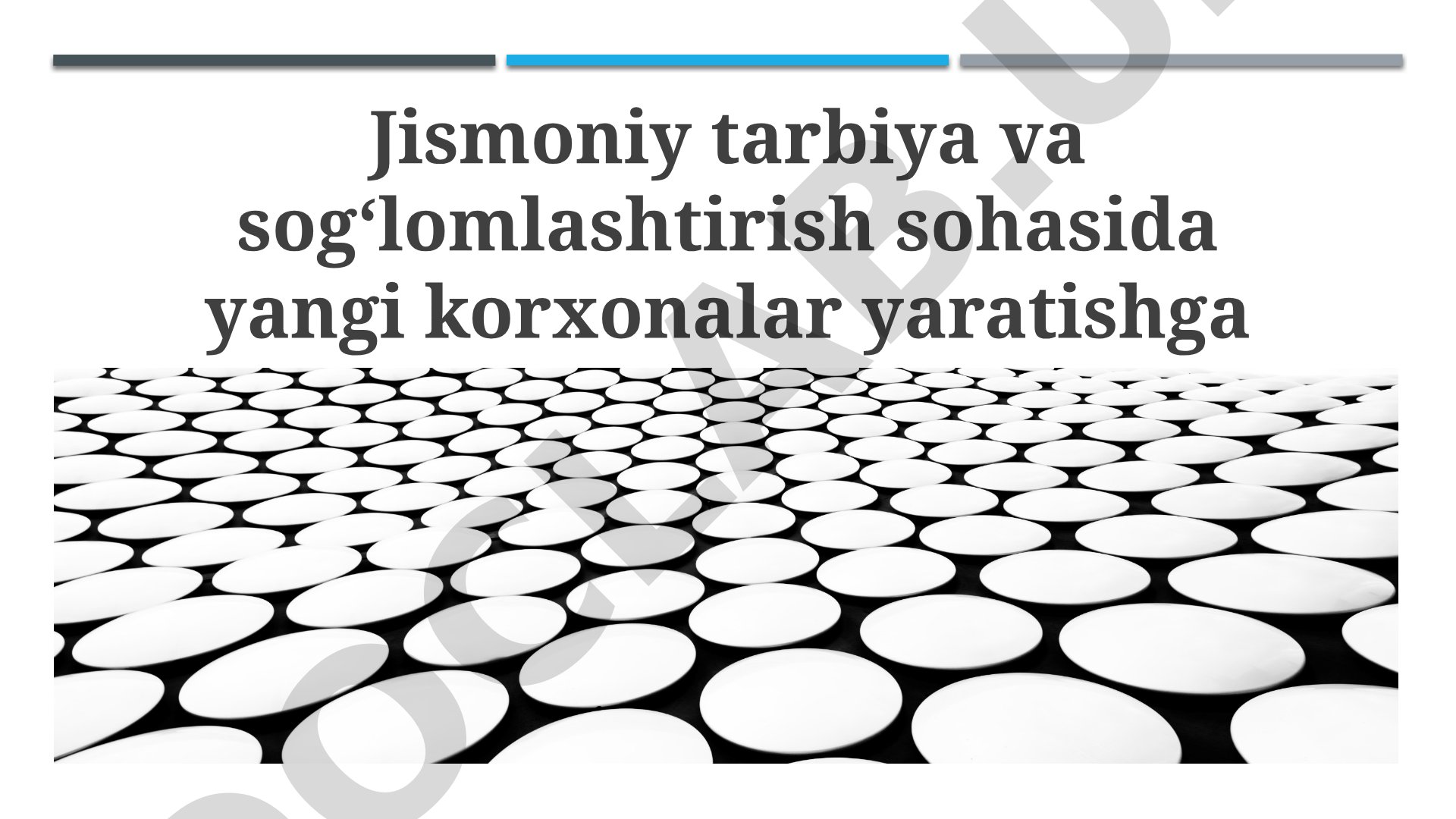 Jismoniy tarbiya va sogʻlomlashtirish sohasida yangi korxonalar yaratishga tayyorgarlik