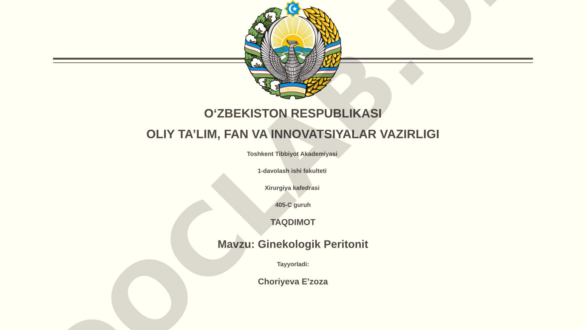 Ginekologik Peritonit