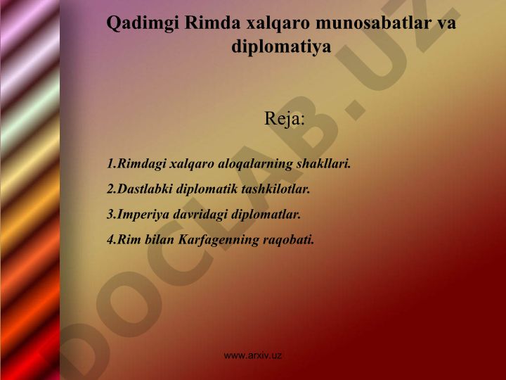 Qadimgi Rimda xalqaro munosabatlar va diplomatiya