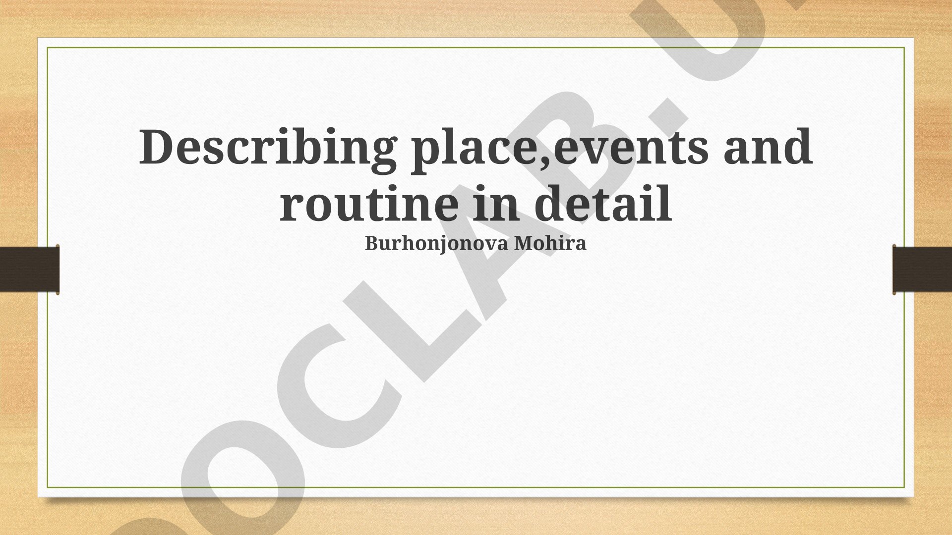 Crafting Vivid Descriptions: Place, Event, and Routine Techniques