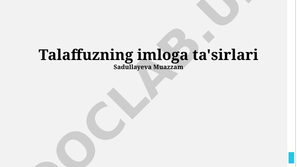 Talaffuzning imloga ta'siri