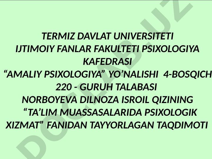 Taʼlim muassasi psixologining psixologik konsultatsiya faoliyatini yoʻlga qo'yish