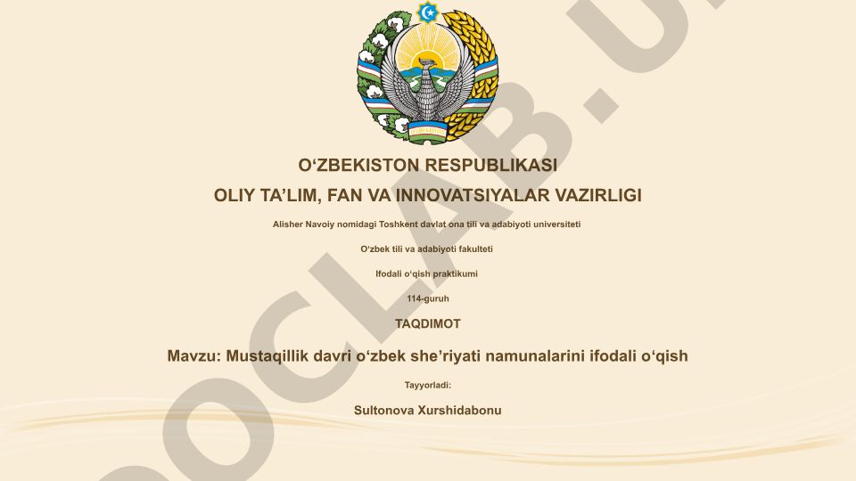 Mustaqillik davri oʻzbek sheʼriyati namunalarini ifodali oʻqish