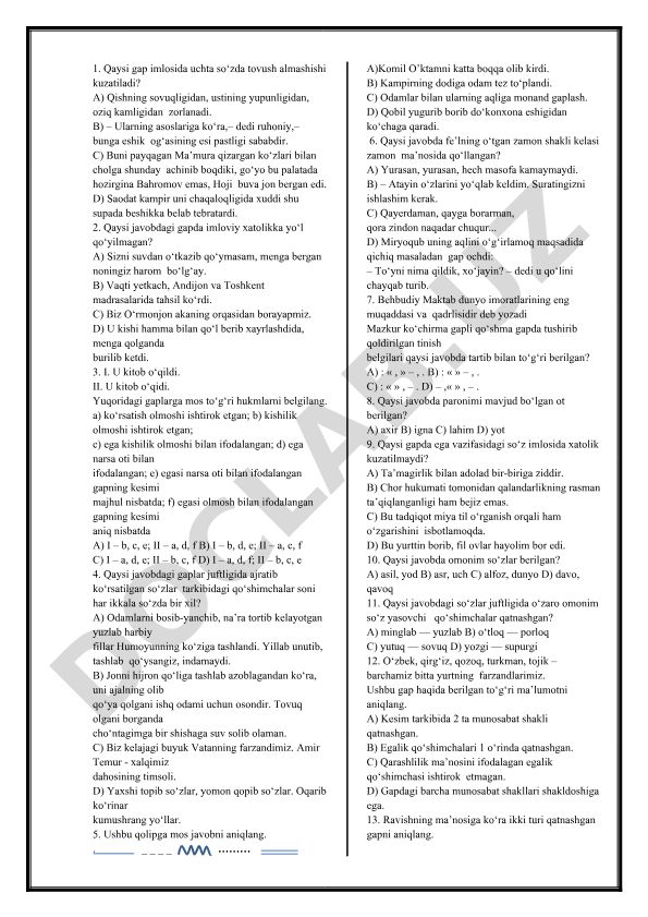 O'zbek tilida imloviy xatolar va grammatik tahlil