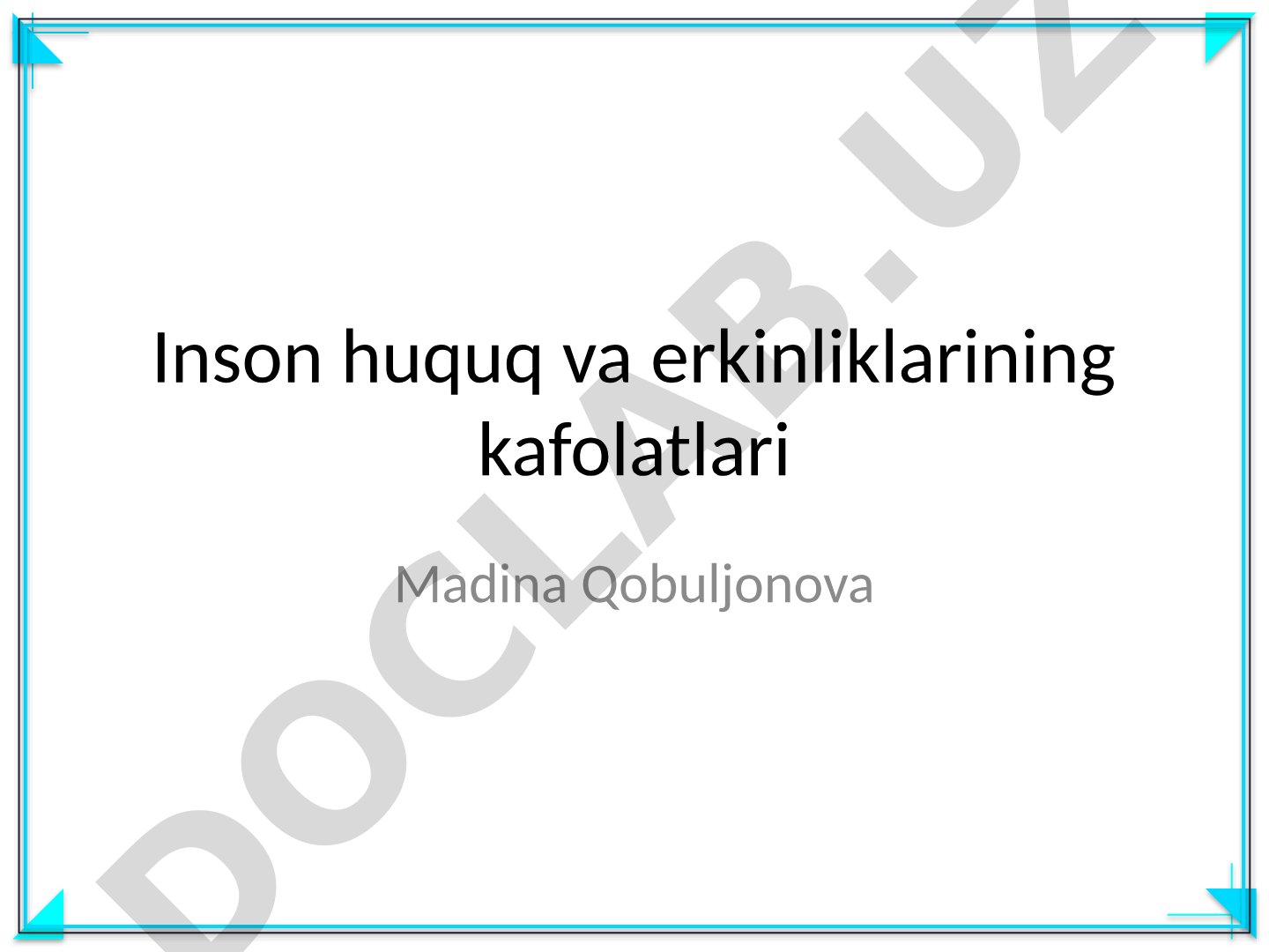 Inson huquq va erkinliklarining kafolatlari