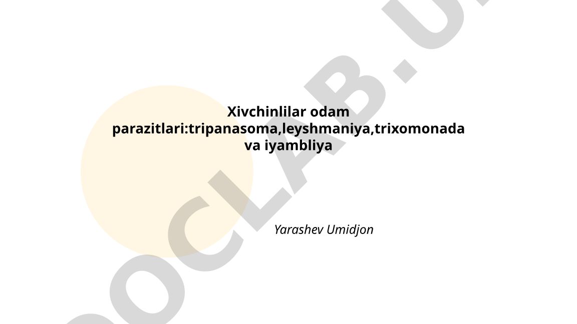 Xivchinlilar odam parazitlari: tripanasoma, leyshmaniya, trixomonada va iyambliya