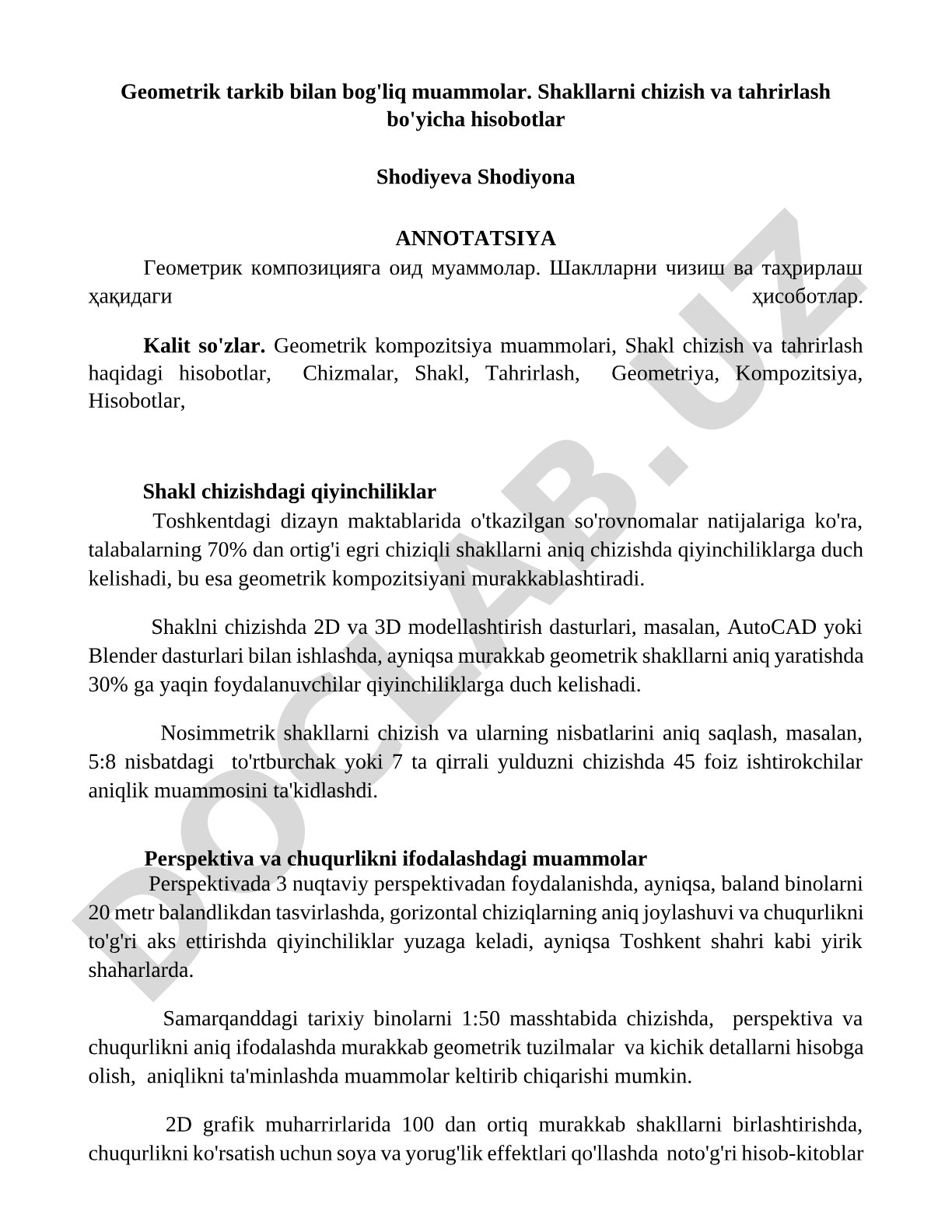 Geometrik tarkib bilan bog'liq muammolar: shakllarni chizish va tahrirlash