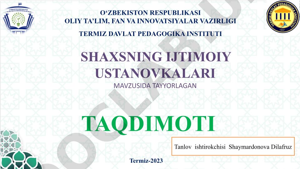 Ijtimoiy ustanovka tushunchasi va uning mohiyati
