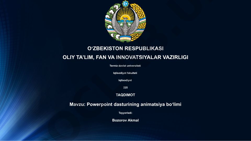 Powerpoint dasturining animatsiya boʻlimi
