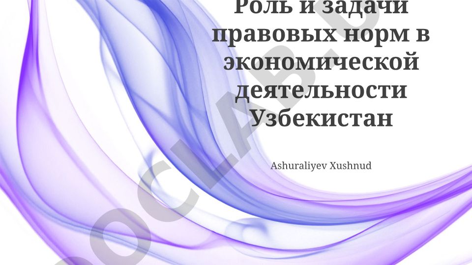 Роль и задачи правовых норм в экономической деятельности Узбекистана