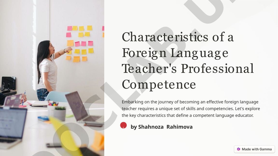 Characteristics of a Foreign Language Teacher's Professional Competence