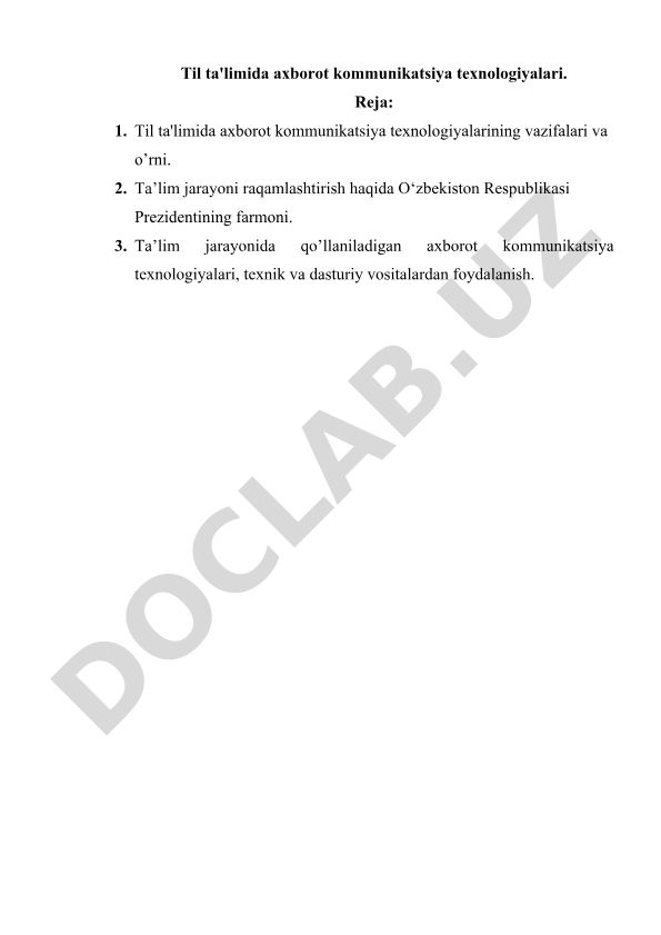 Til ta'limida axborot kommunikatsiya texnologiyalari