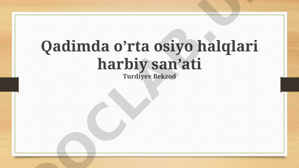 Qadimgi Markaziy Osiyo xalqlarining harbiy san'ati